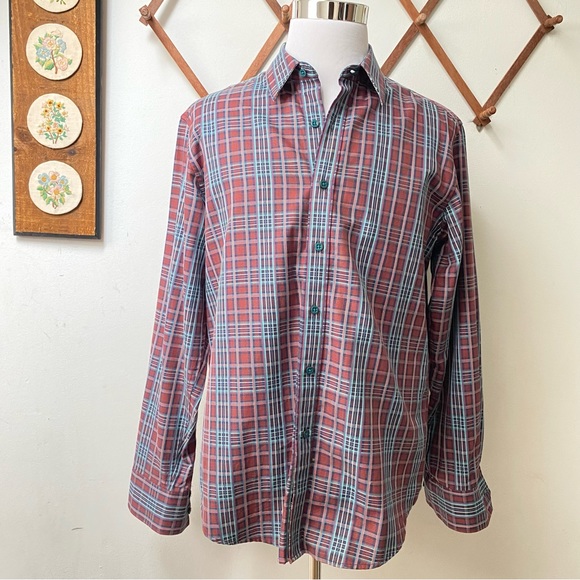 Robert Graham Plaid Button Up Flip Cuff Shirt - Picture 1 of 16